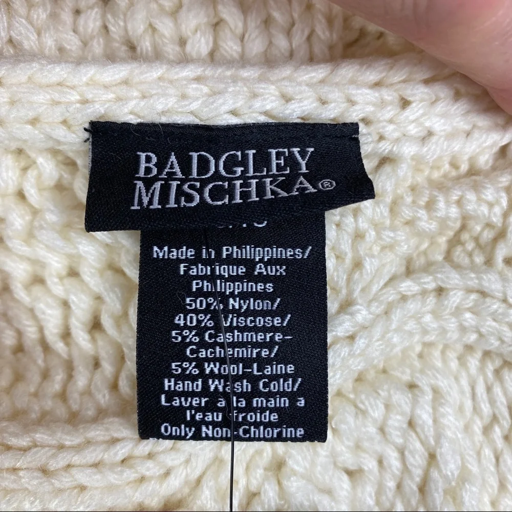 Badgley Mischka Women's‎ Ivory Hourglass Cable Knit Scarf 15